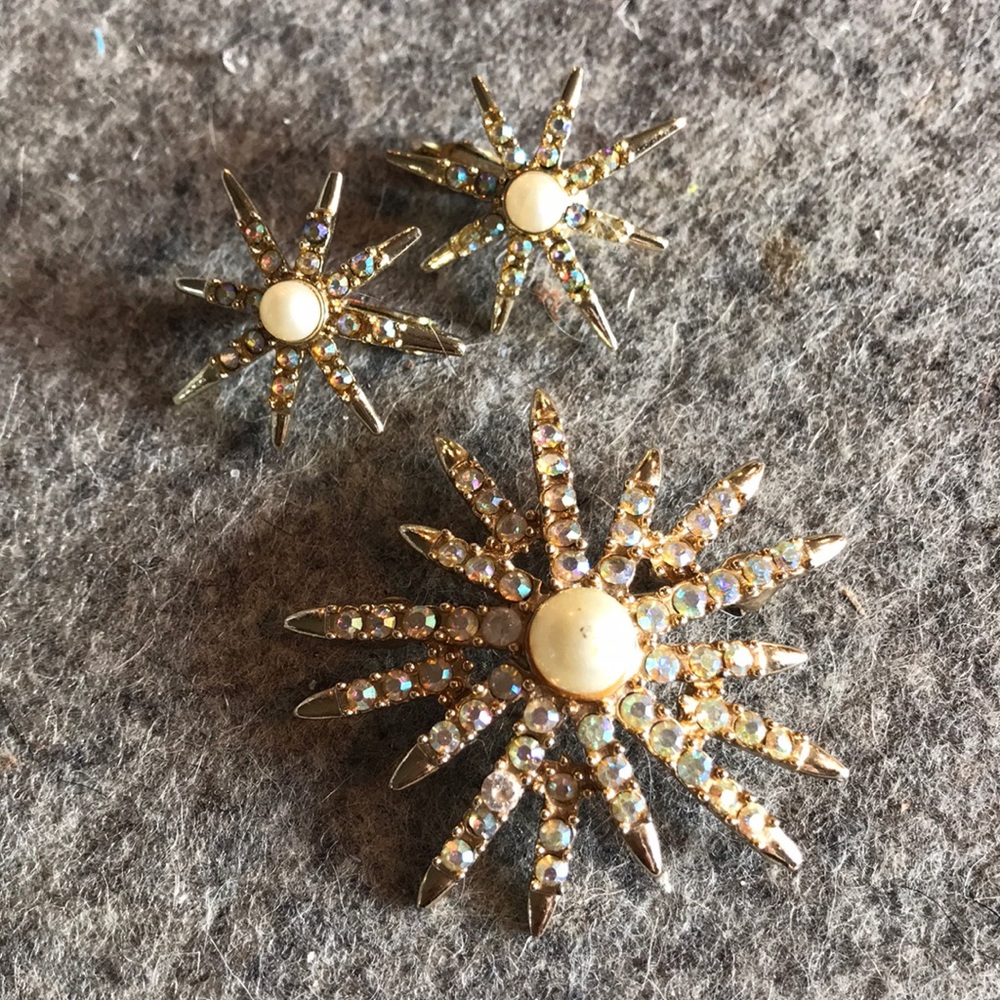 Crystal Brooch & Earrings Set